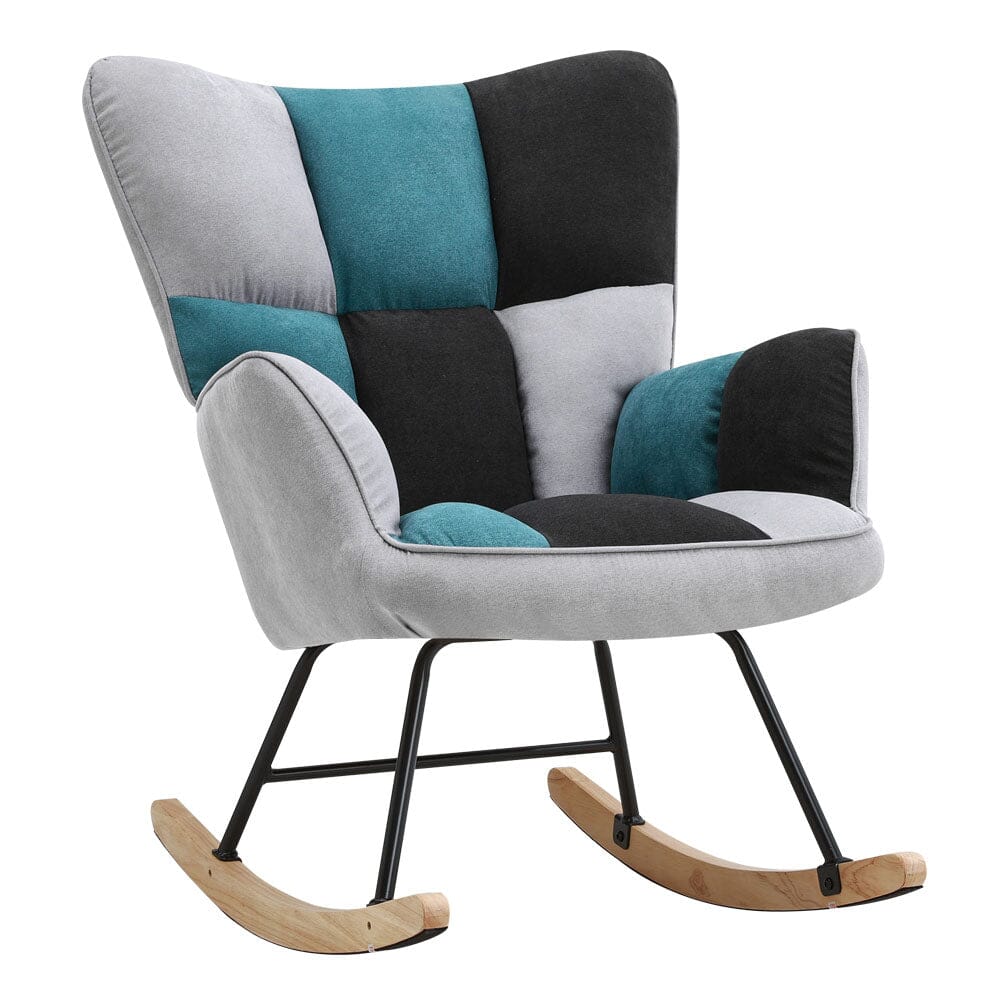 Tufted Linen Upholstered Rocking Chair Rocking Chairs Living and Home 