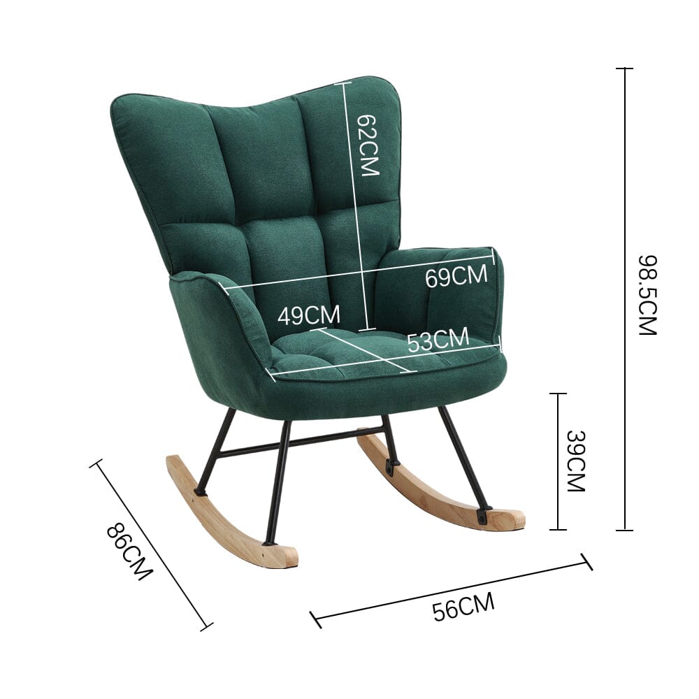 Tufted Linen Upholstered Rocking Chair Rocking Chairs Living and Home 