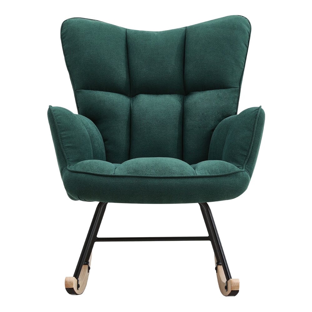 Tufted Linen Upholstered Rocking Chair Rocking Chairs Living and Home 