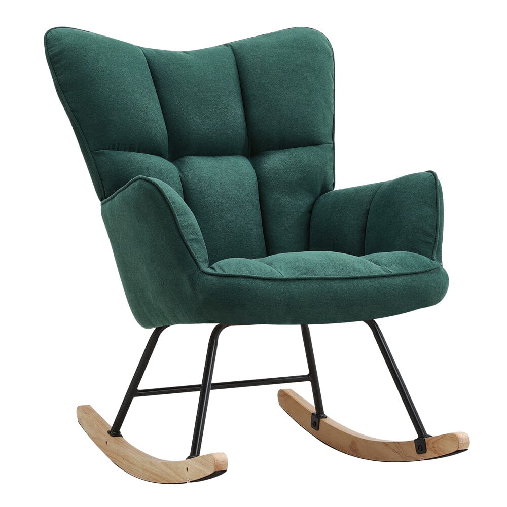 Tufted Linen Upholstered Rocking Chair Rocking Chairs Living and Home 