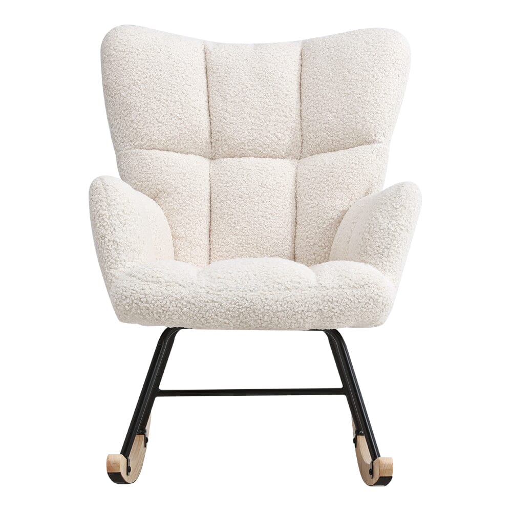 Tufted Linen Upholstered Rocking Chair Rocking Chairs Living and Home 