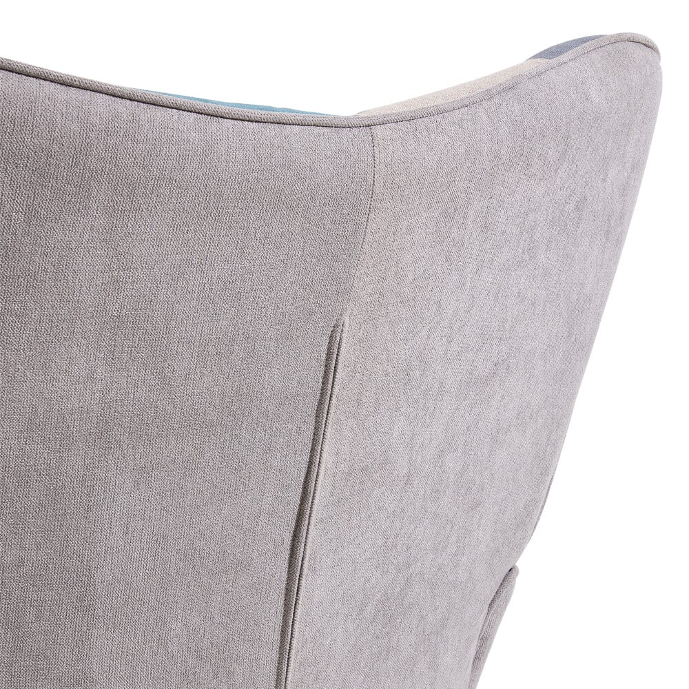 Colour Block Upholstered Wingback Armchair with Footstool Armchair Living and Home 