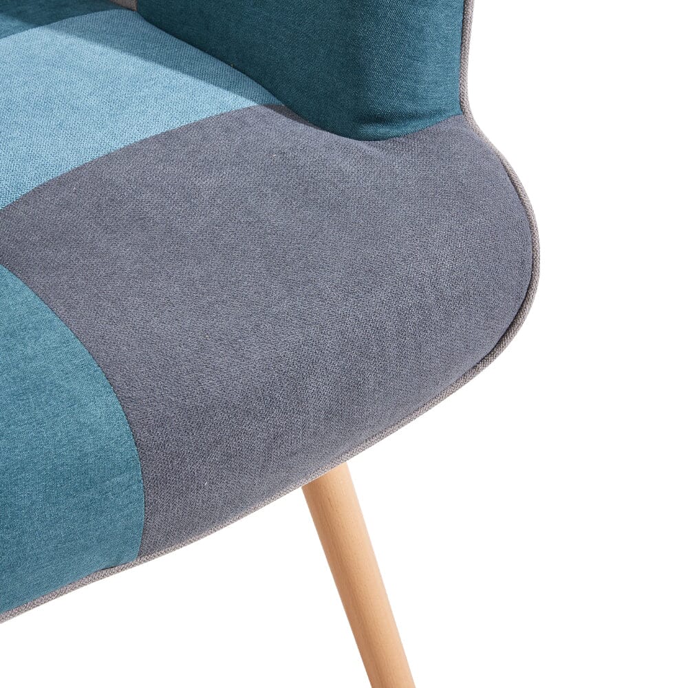 Colour Block Upholstered Wingback Armchair with Footstool Armchair Living and Home 