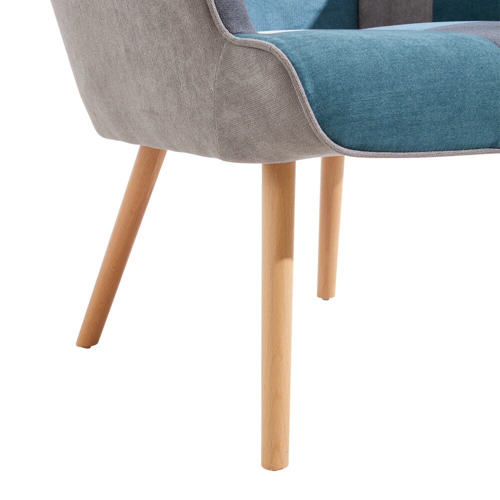 Colour Block Upholstered Wingback Armchair with Footstool Armchair Living and Home 