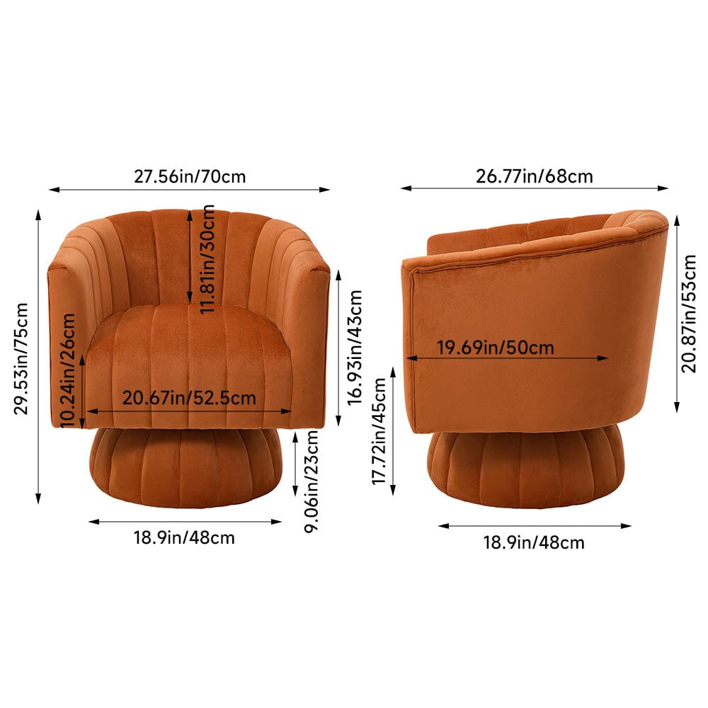 Channel-Tufted Swivel Barrel Chair Collection Living and Home 