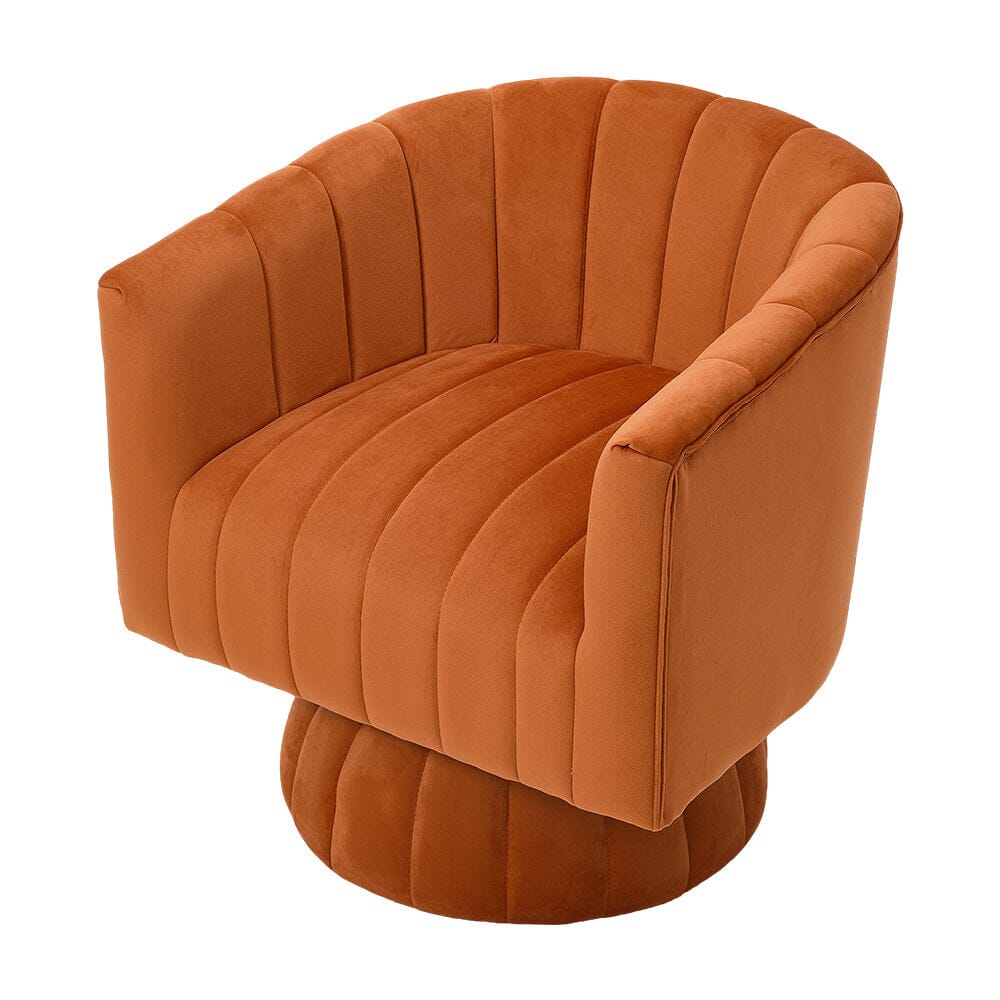 Channel-Tufted Swivel Barrel Chair Collection Living and Home Orange 