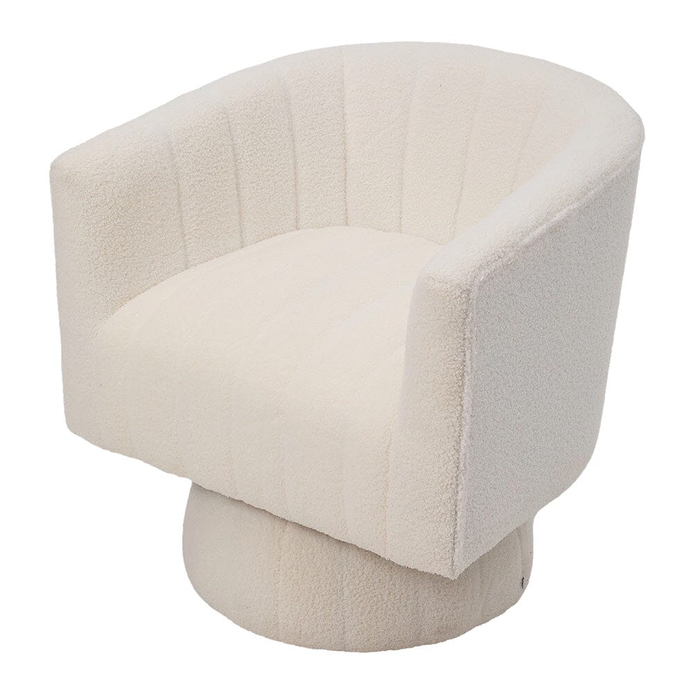 Channel-Tufted Swivel Barrel Chair Collection Living and Home White 