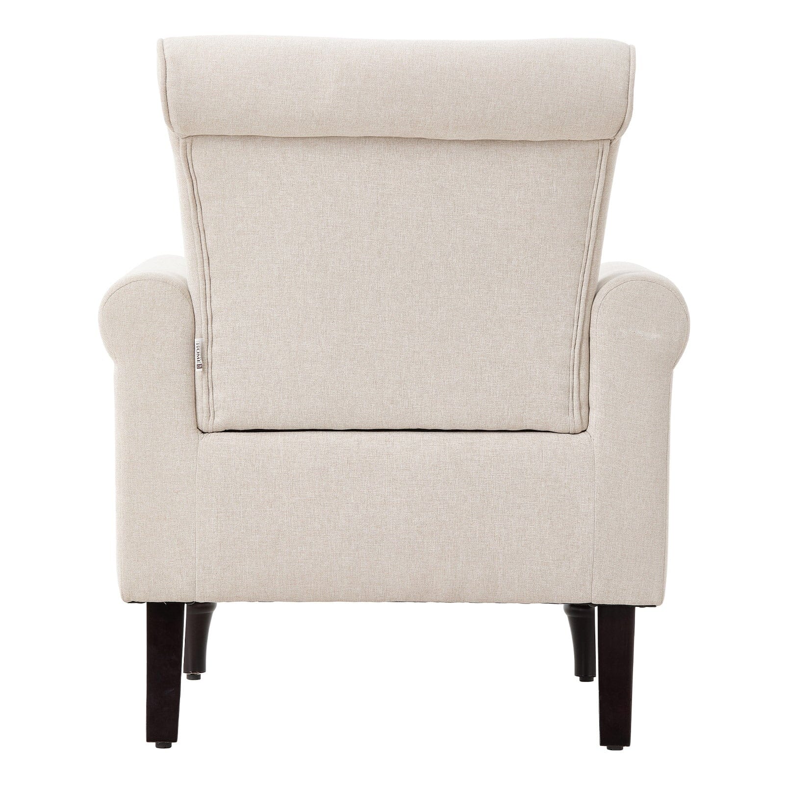 Accent Chair Beige Velvet Linen Studded Detail Rubber Wood Legs Living and Home 