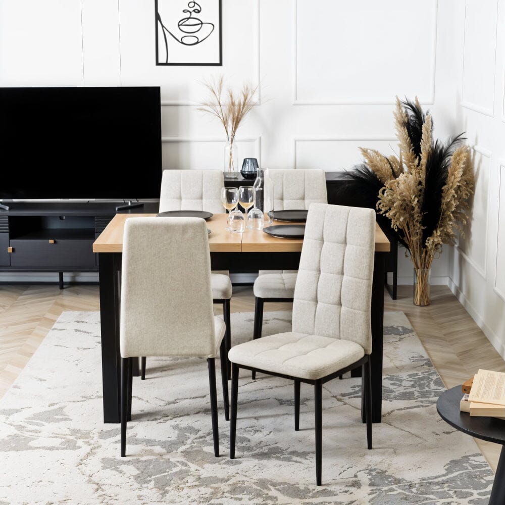 Modern Linen Upholstered Dining Chairs – Set of 4 Living and Home 