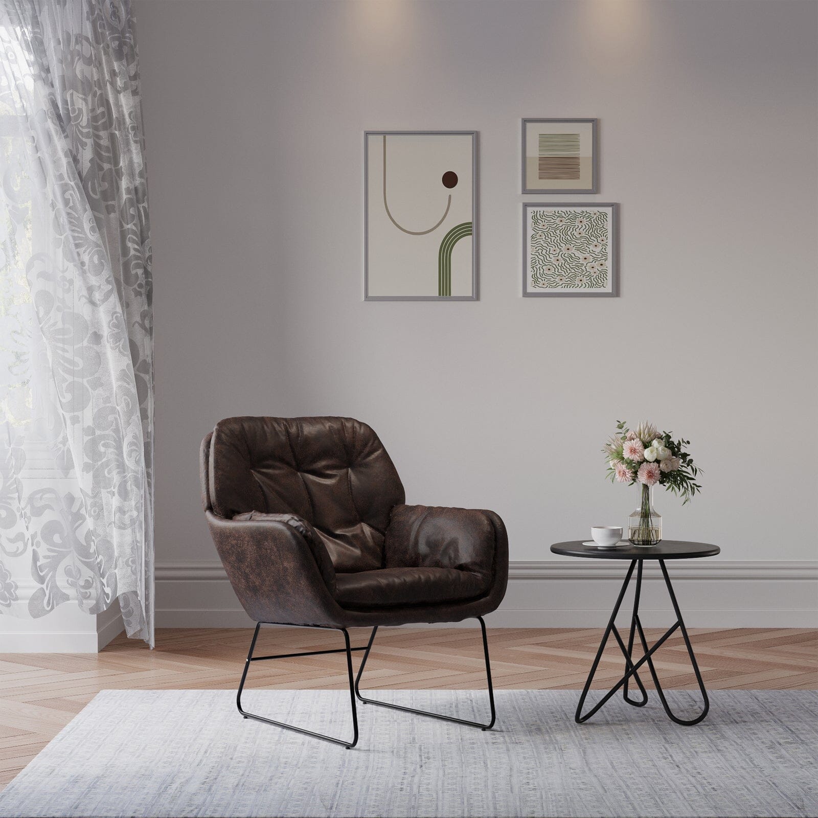 Contemporary Metal Legs Tufted Leisure Armchair Armchair Living and Home 