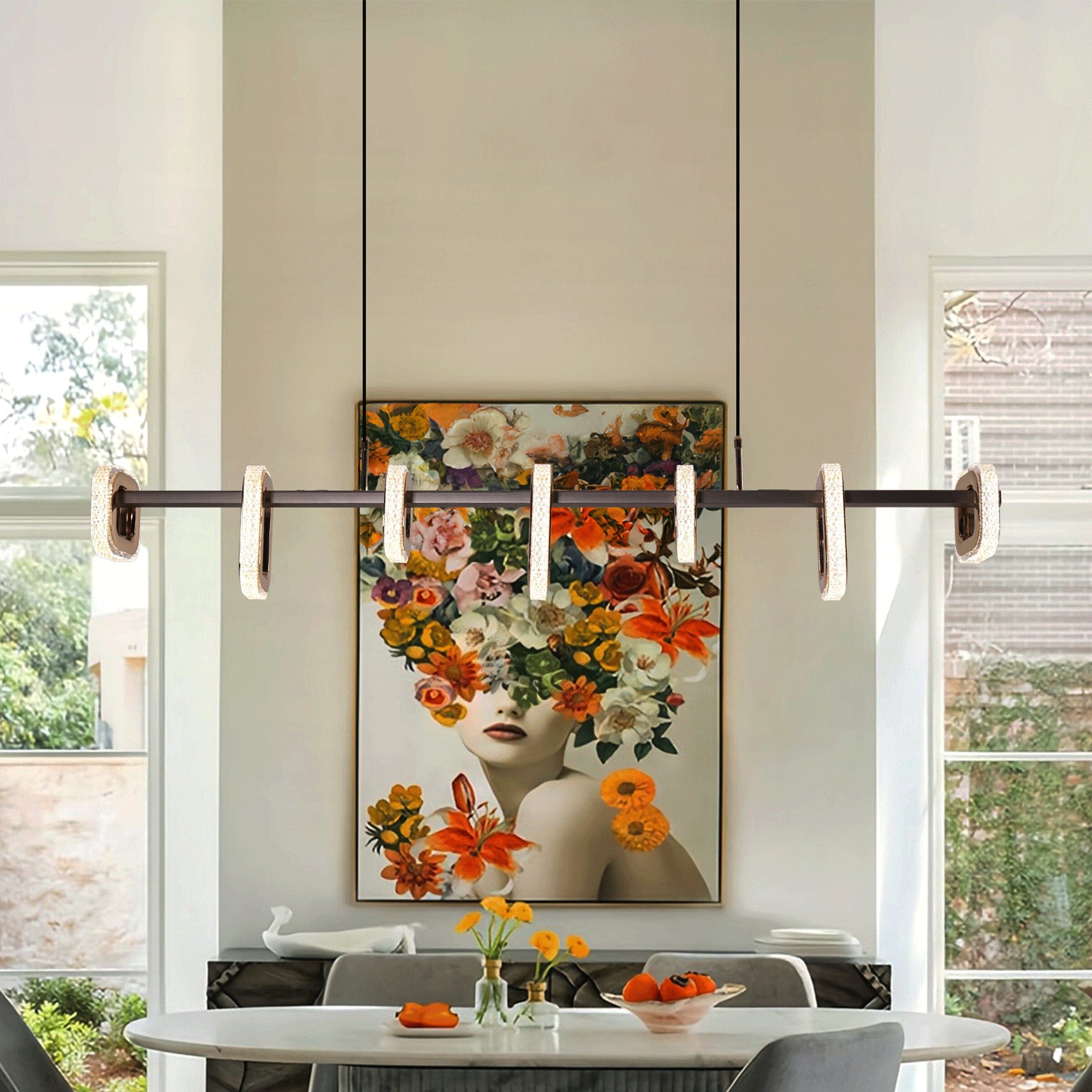 Lightsin Gold Linear LED Pendant Light with Acrylic Shades Lightsin UK 
