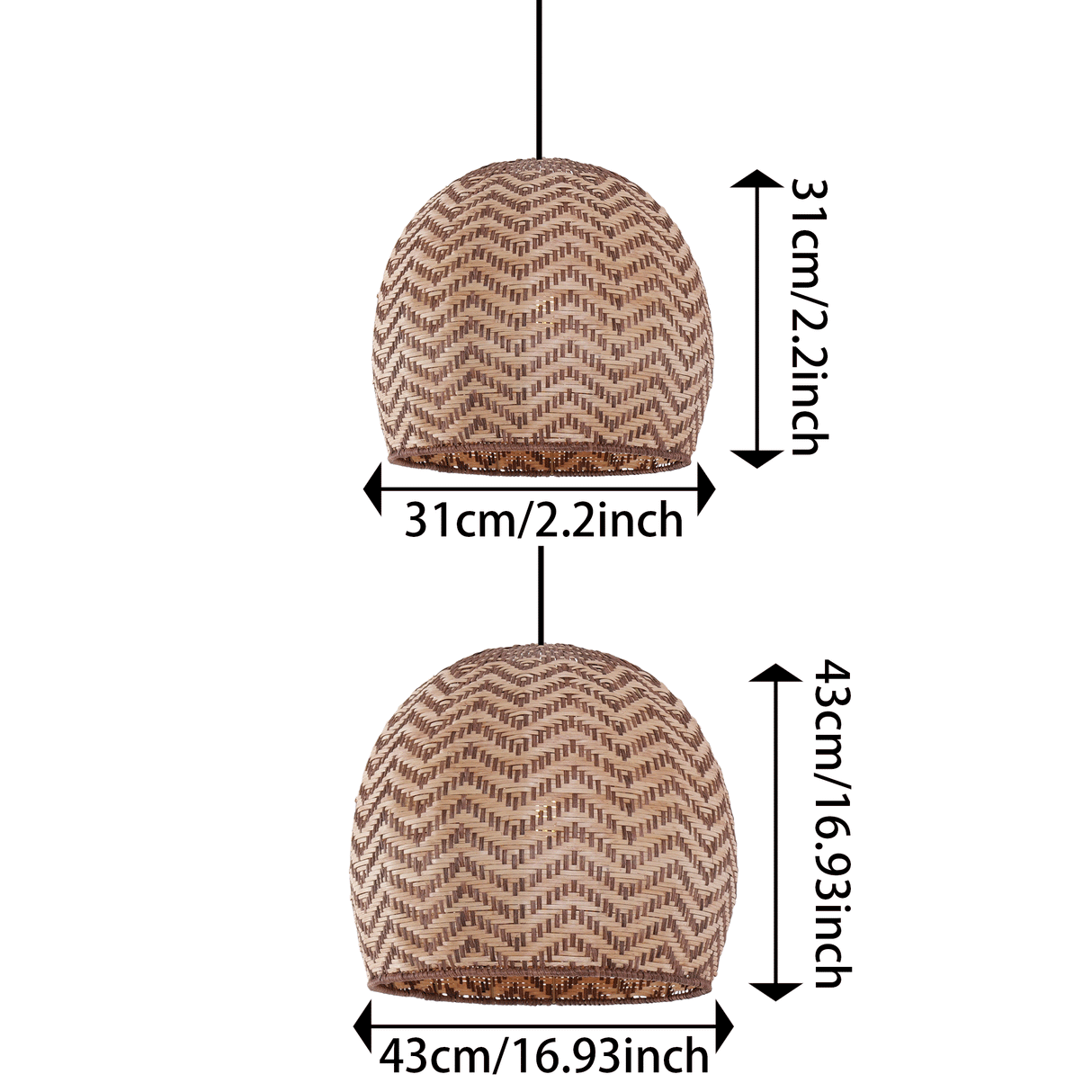 Lightsin Elegant Woven Rattan Pendant Light with Wave Details Lightsin UK 