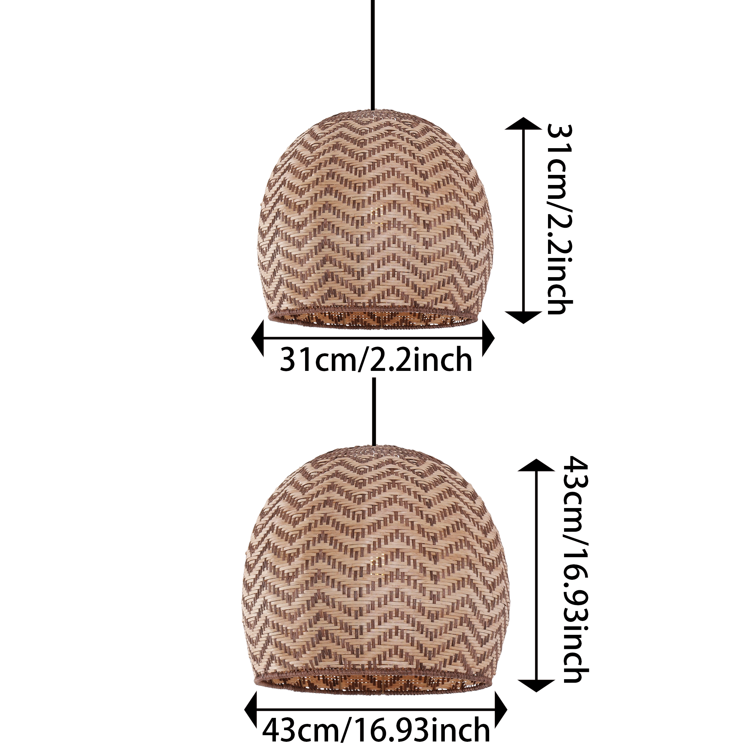 Lightsin Elegant Woven Rattan Pendant Light with Wave Details Lightsin UK 
