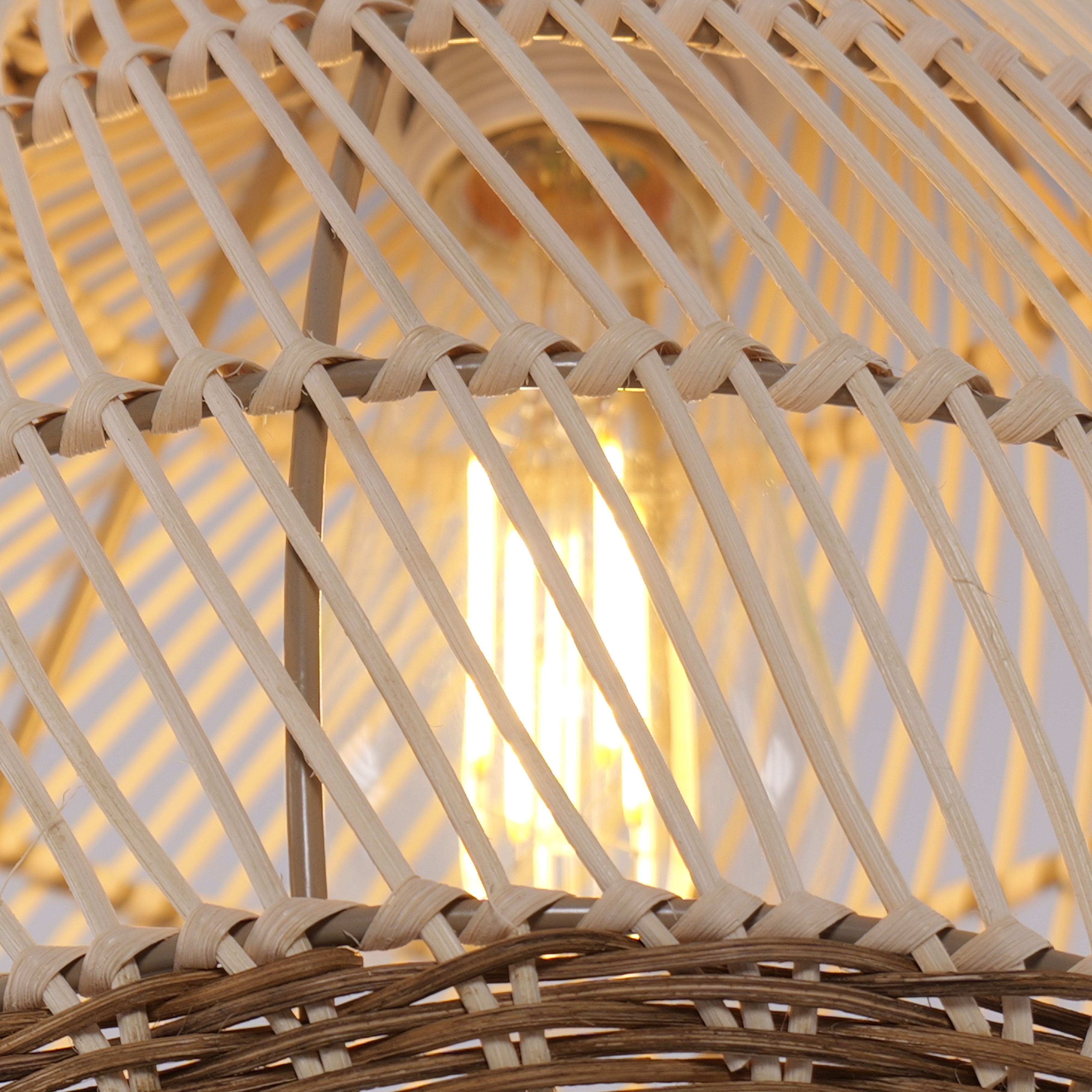Lightsin Handwoven Boho Teardrop Design Rattan Iron Pendant Light Lightsin UK 