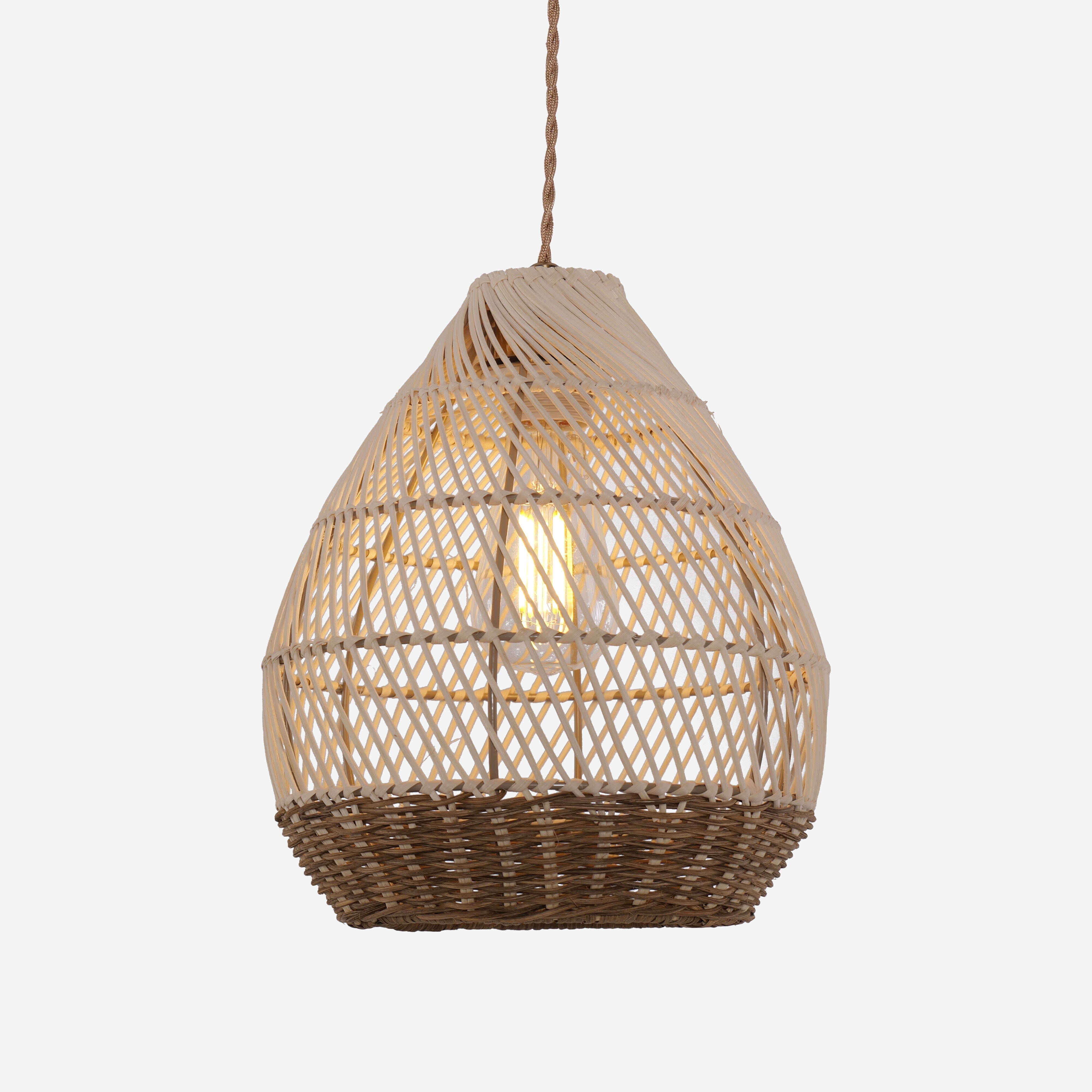 Lightsin Handwoven Boho Teardrop Design Rattan Iron Pendant Light Lightsin UK 