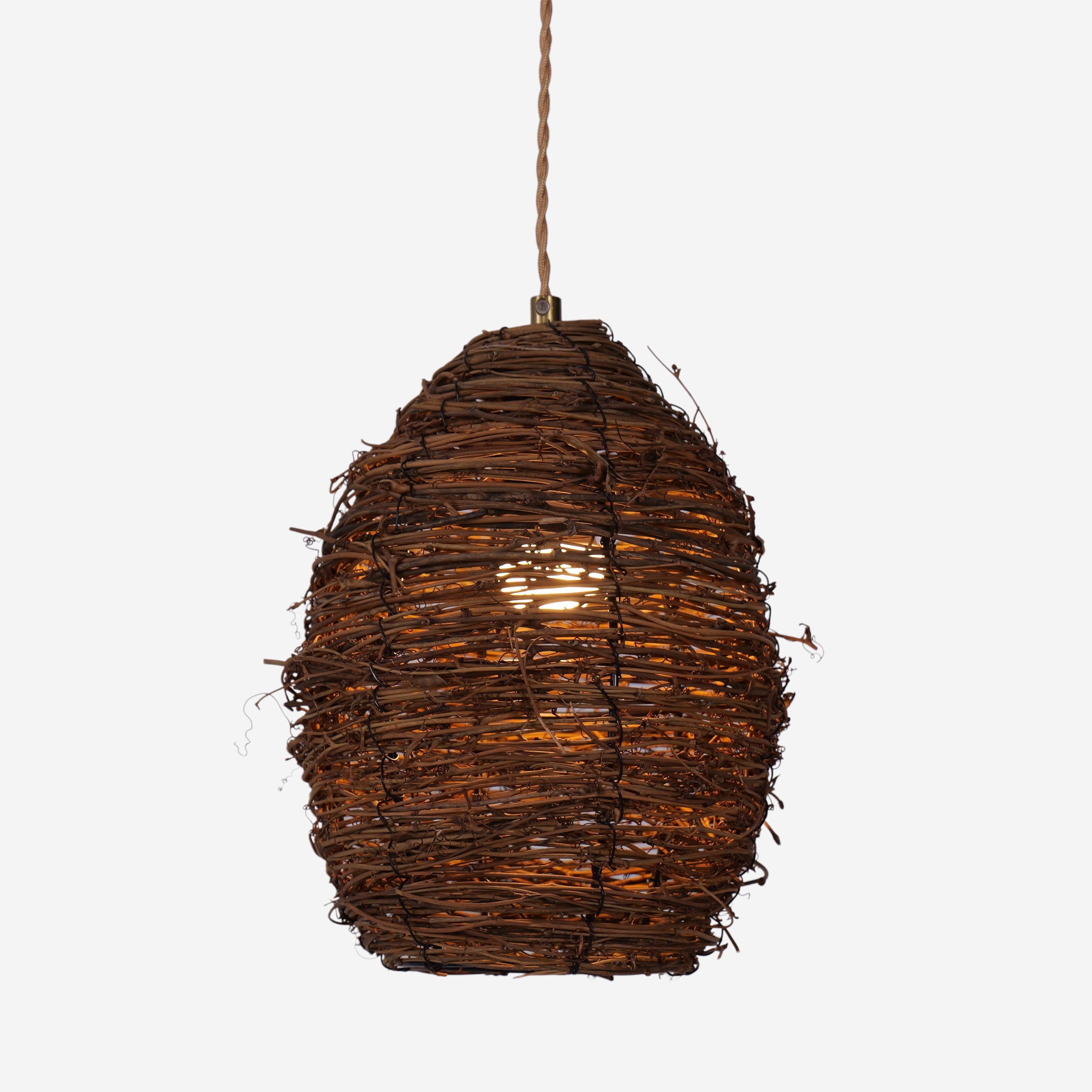 Lightsin Handcrafted Rustic Woven Rattan and Iron Pendant Light Lightsin UK 