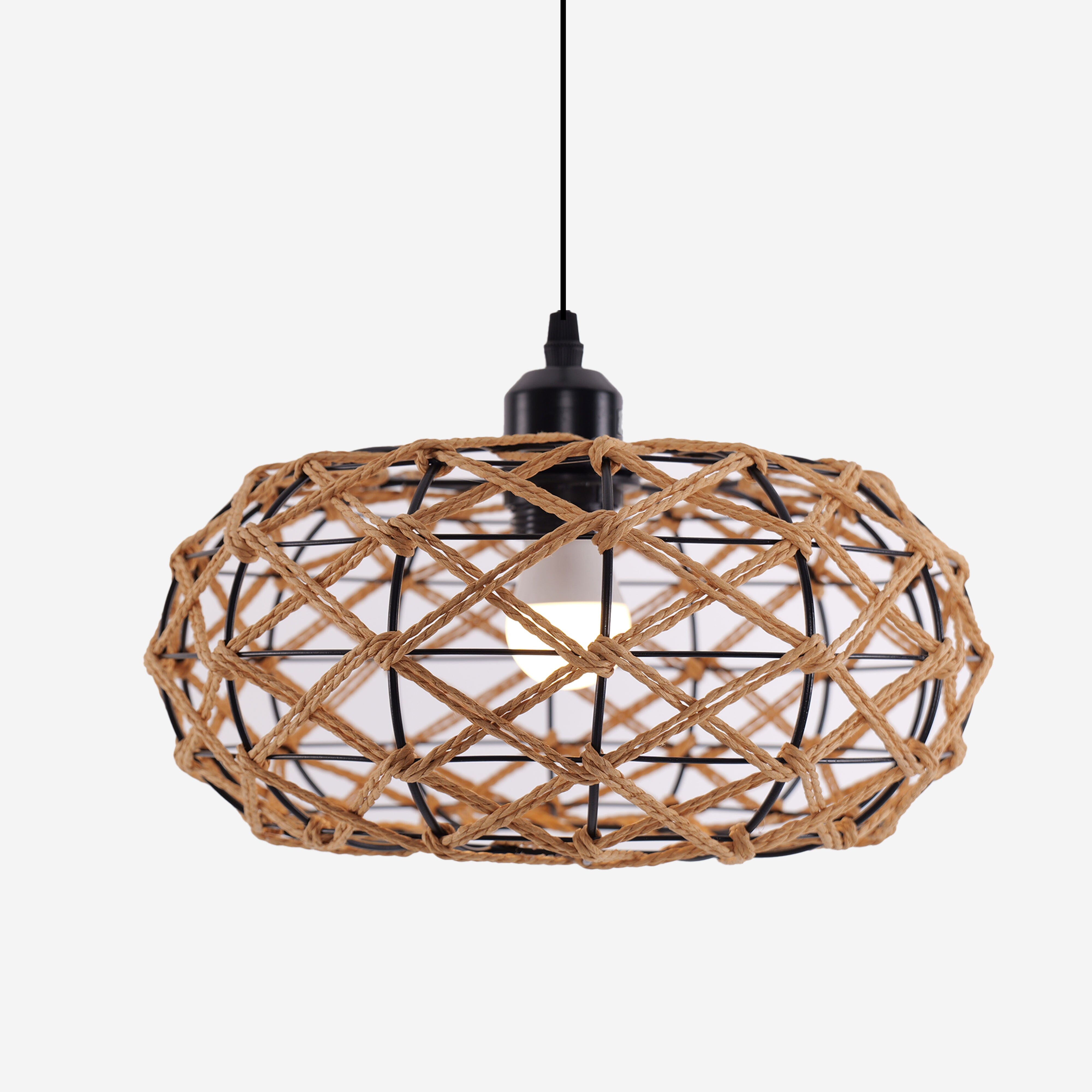 Lightsin Handwoven Rustic Cozy Natural Design Paper Rope Pendant Light Lightsin UK 