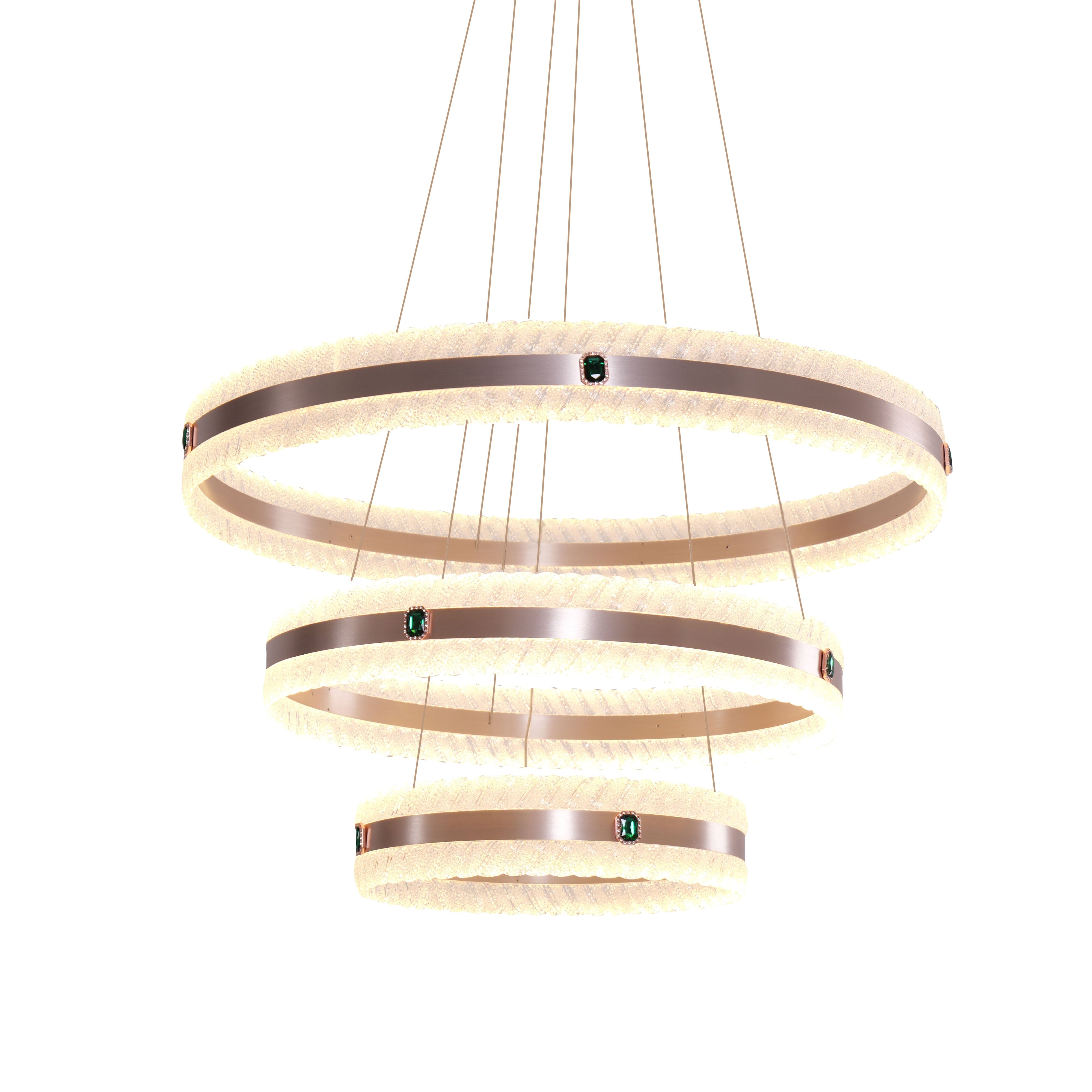 gold interwoven ring pendant light product view on a white background