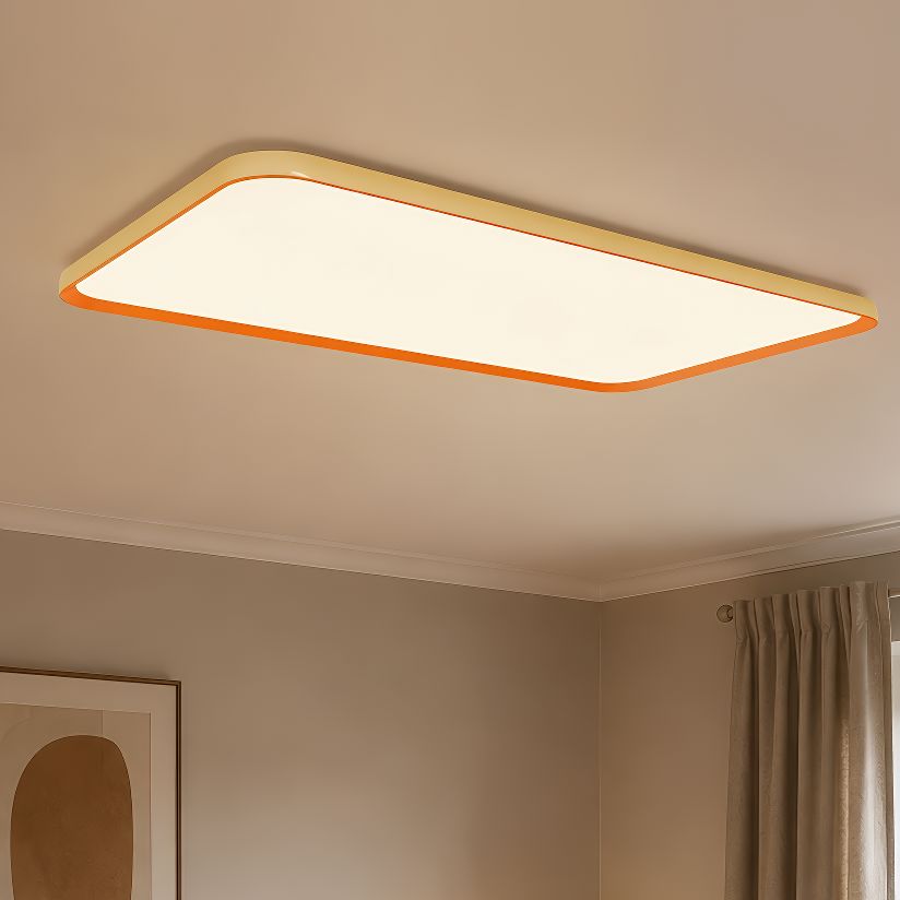 rectangular LED flush mount ceiling light in a bedroom