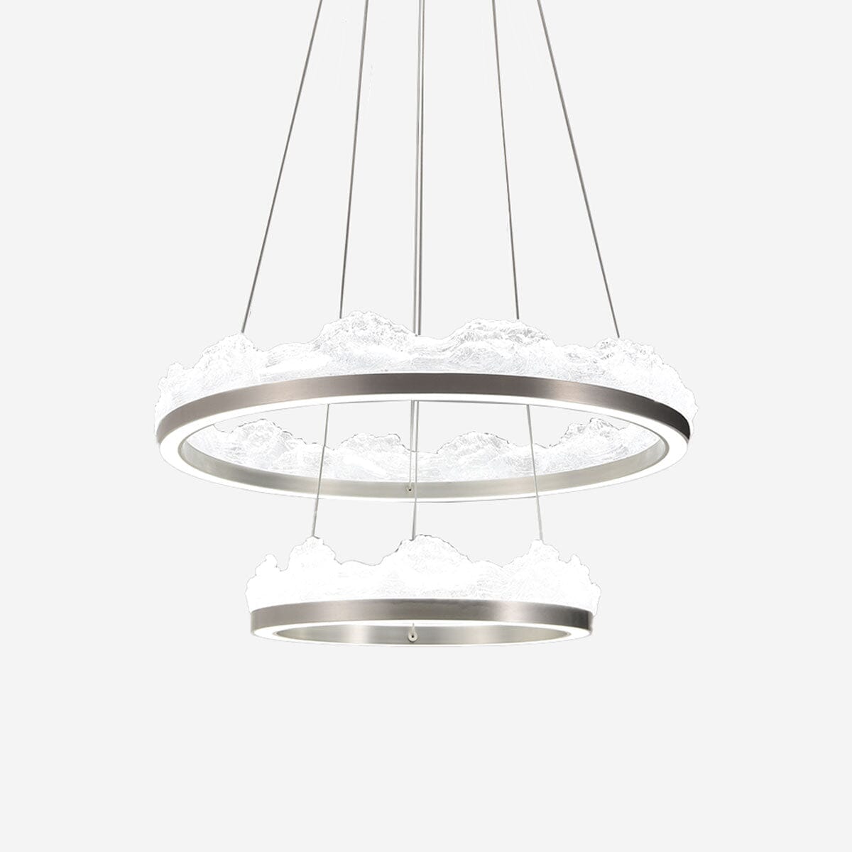 Nordic aluminum ring pendant light product view of two silver rings
