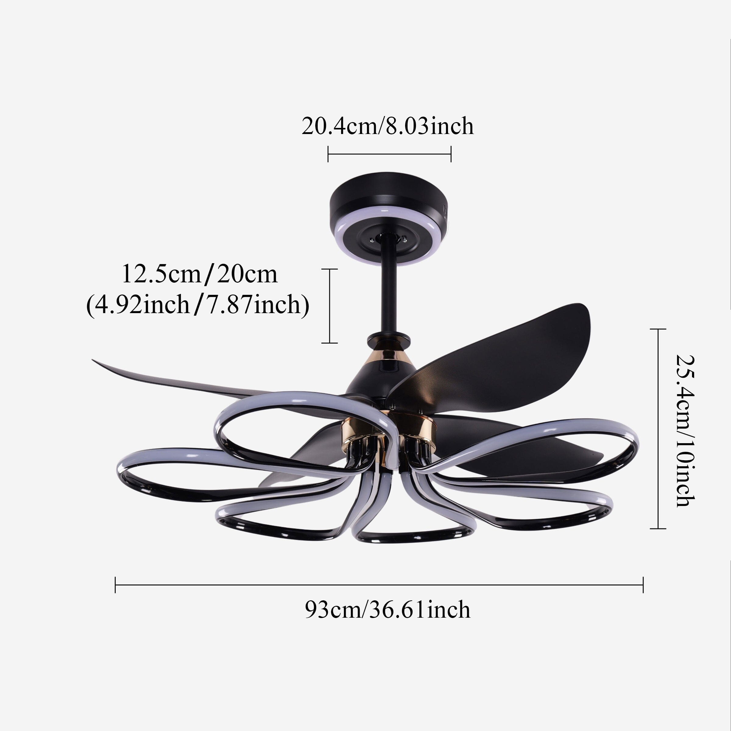 Lightsin Contemporary Black Aluminum Ceiling Fan Light for Living Rooms Lightsin UK 