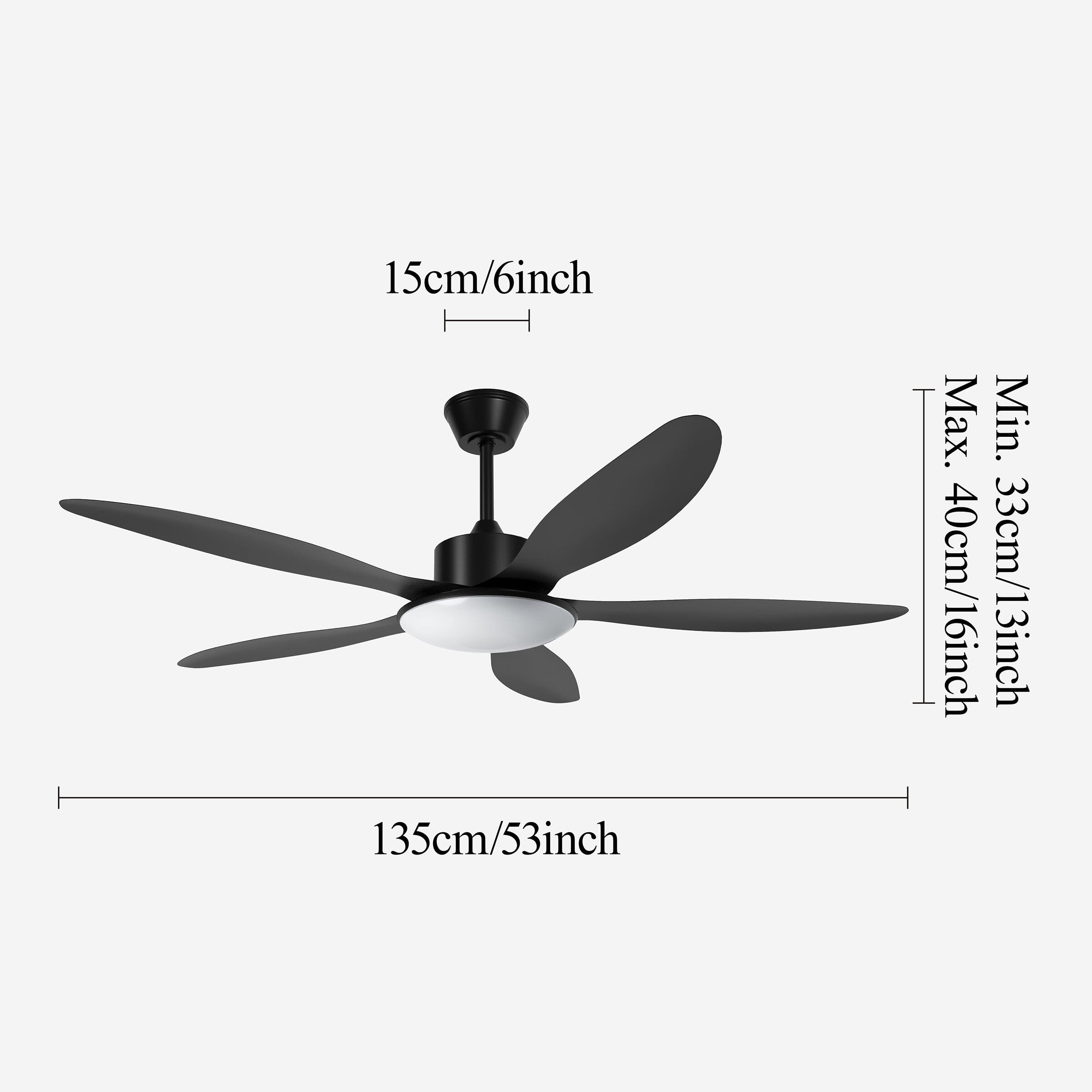 Lightsin 53-inch Modern Ceiling Fan with Light, Silent 5-Blade LED Fan with Remote Lightsin UK 