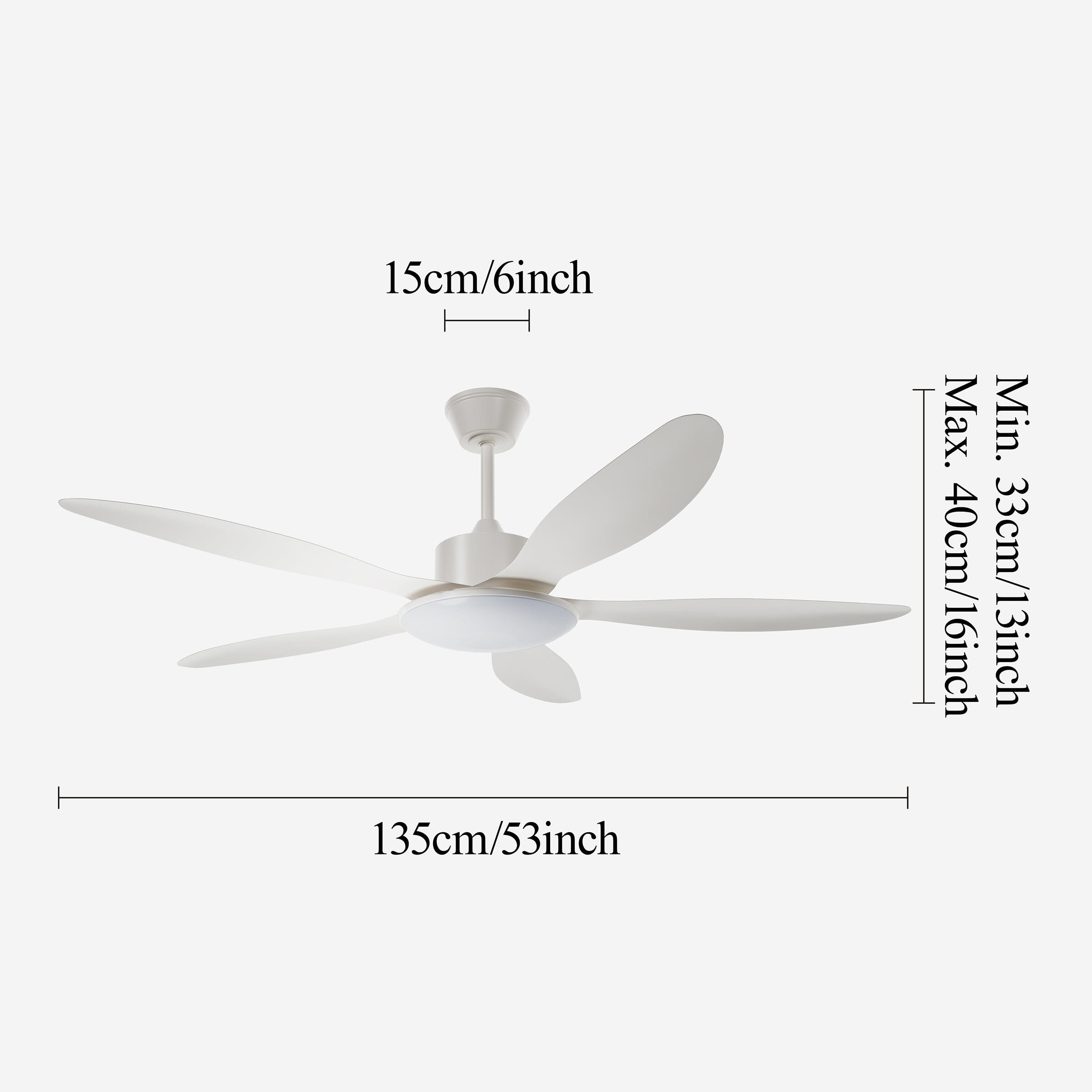 Lightsin 53-inch Modern Ceiling Fan with Light, Silent 5-Blade LED Fan with Remote Lightsin UK 