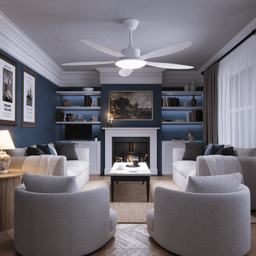 Lightsin 53-inch Modern Ceiling Fan with Light, Silent 5-Blade LED Fan with Remote Lightsin UK 