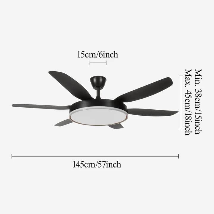 Lightsin Modern Black 57inch LED Ceiling Fan with Remote Control Lightsin UK 