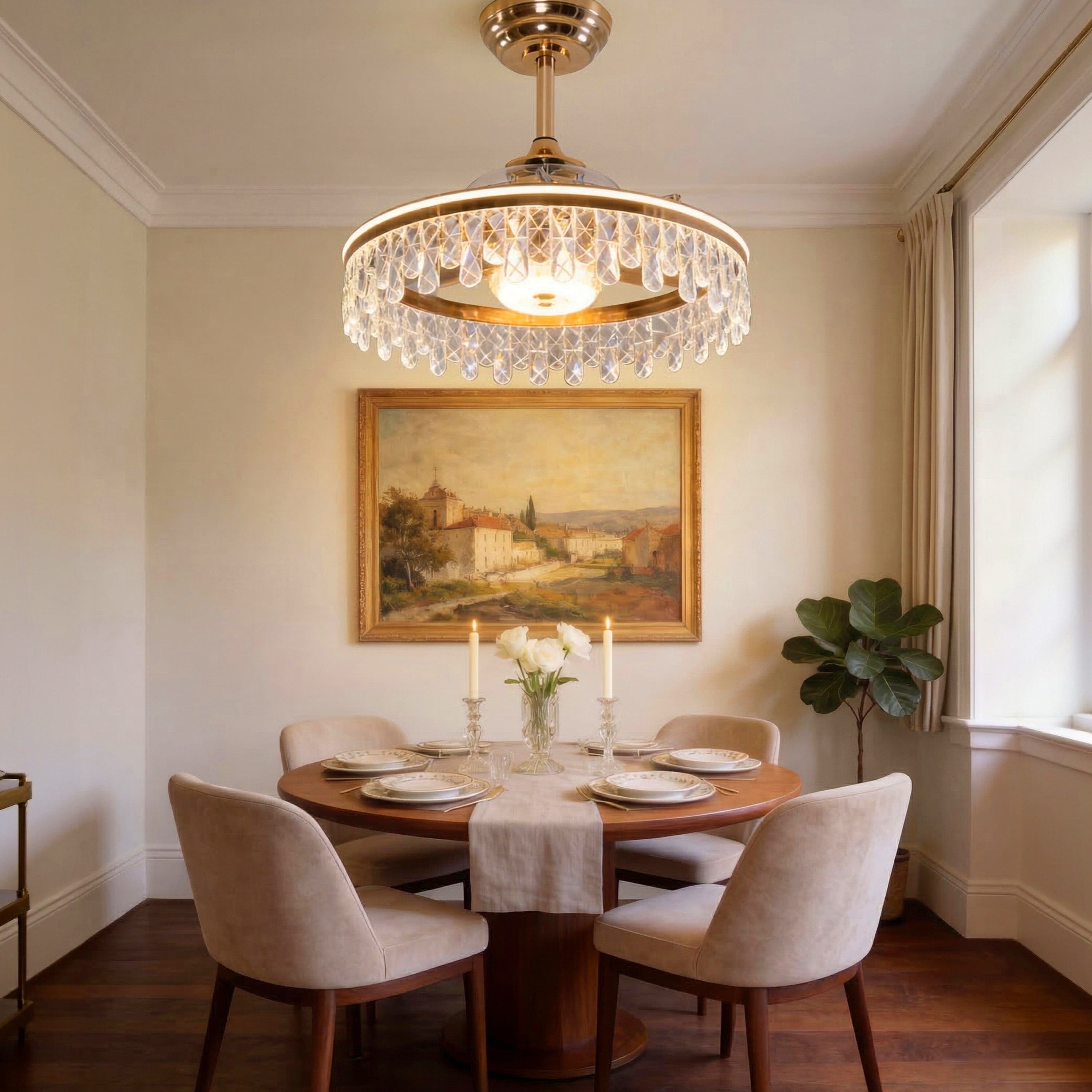 Lightsin 60cm Modern Gold Crystal Ceiling Fan with Light Lightsin UK 