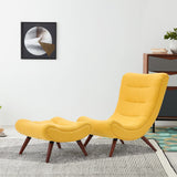 Modern Yellow Curved Accent Recliner with Ottoman Recliners Living and Home 