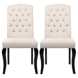 107cm Height Set of 2 Comfortable Linen Buttoned Dining Chairs Dining Chairs Living and Home 