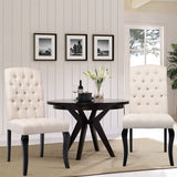107cm Height Set of 2 Comfortable Linen Buttoned Dining Chairs Dining Chairs Living and Home Beige 