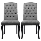107cm Height Set of 2 Comfortable Linen Buttoned Dining Chairs Dining Chairs Living and Home 