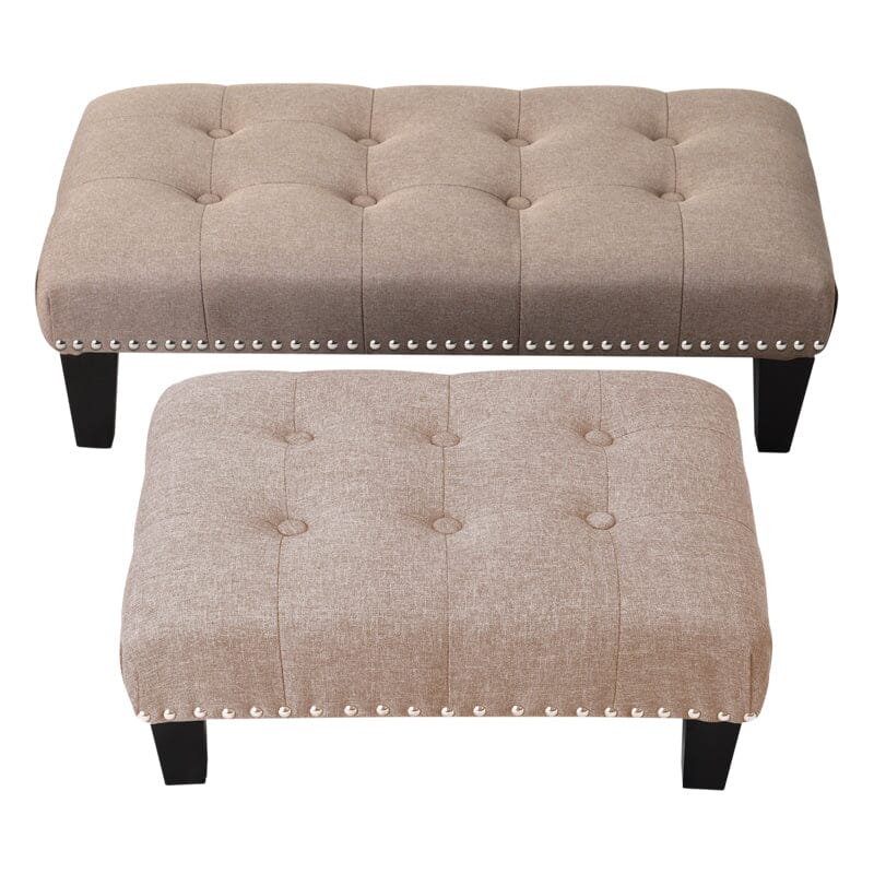 Linen Buttoned Rocking Chair & Footstool Set Rocking Chairs Living and Home 