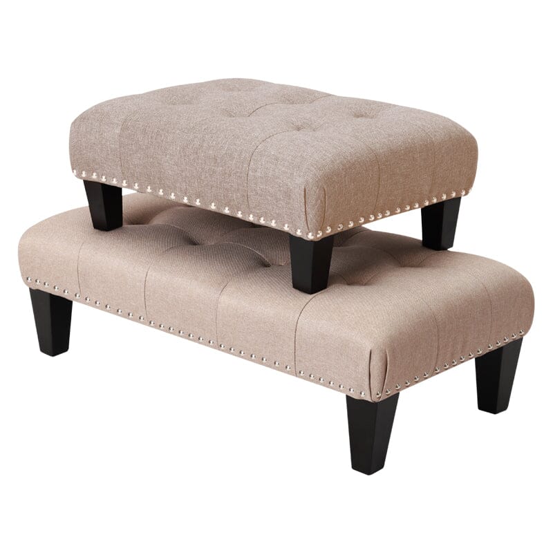 Linen Buttoned Rocking Chair & Footstool Set Rocking Chairs Living and Home 