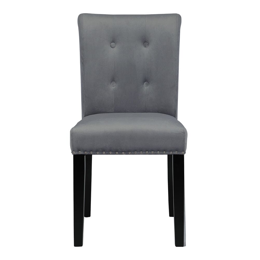 Velvet Upholstered Dining Chair with Button-Tufted Details – Light Grey Living and Home 