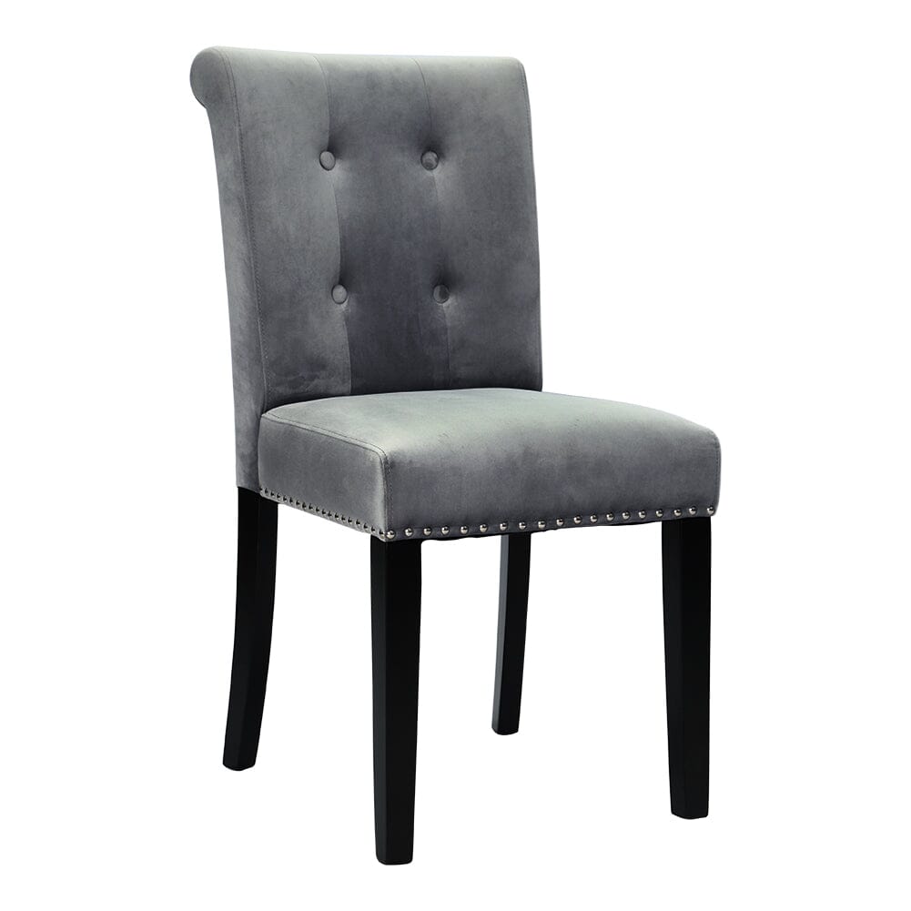 Velvet Upholstered Dining Chair with Button-Tufted Details – Light Grey Living and Home 