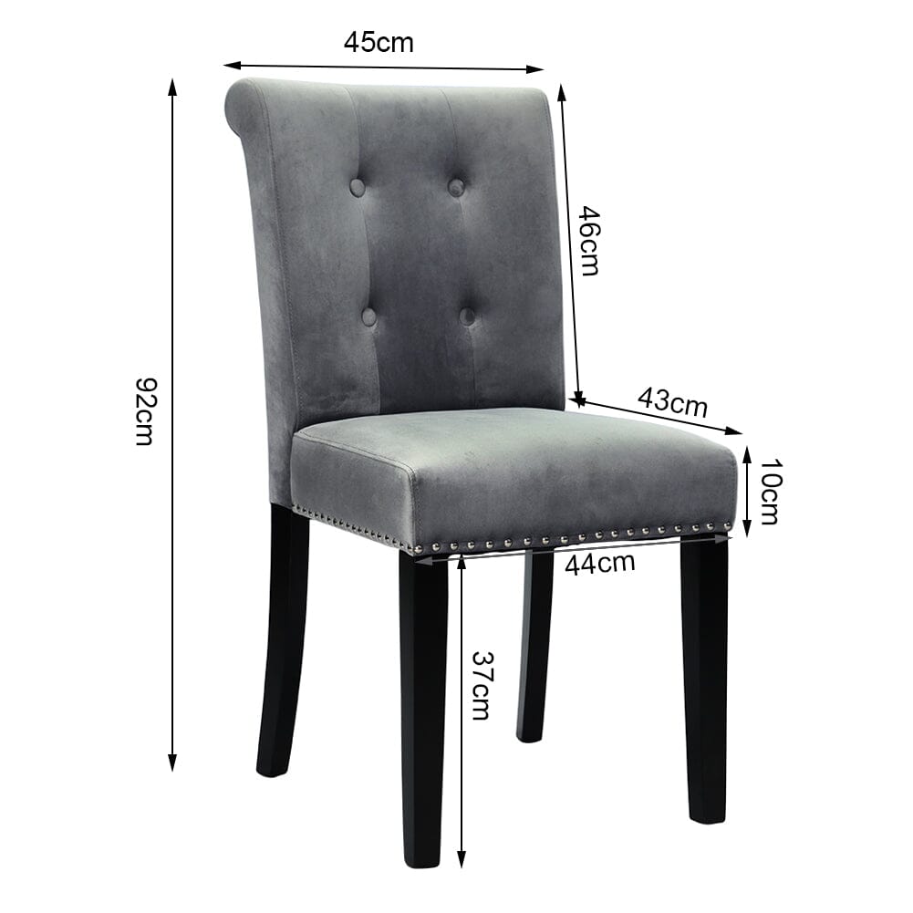Velvet Upholstered Dining Chair with Button-Tufted Details – Light Grey Living and Home 
