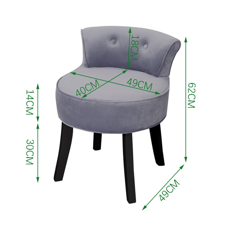 Velvet Upholstered Vanity Stool with Button-Tufted Backrest Living and Home 