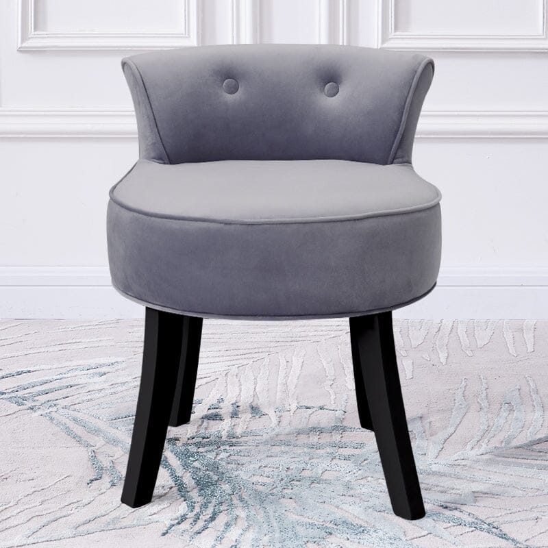 Velvet Upholstered Vanity Stool with Button-Tufted Backrest Living and Home 