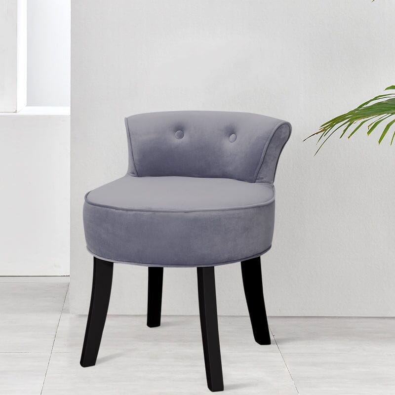Velvet Upholstered Vanity Stool with Button-Tufted Backrest Living and Home 