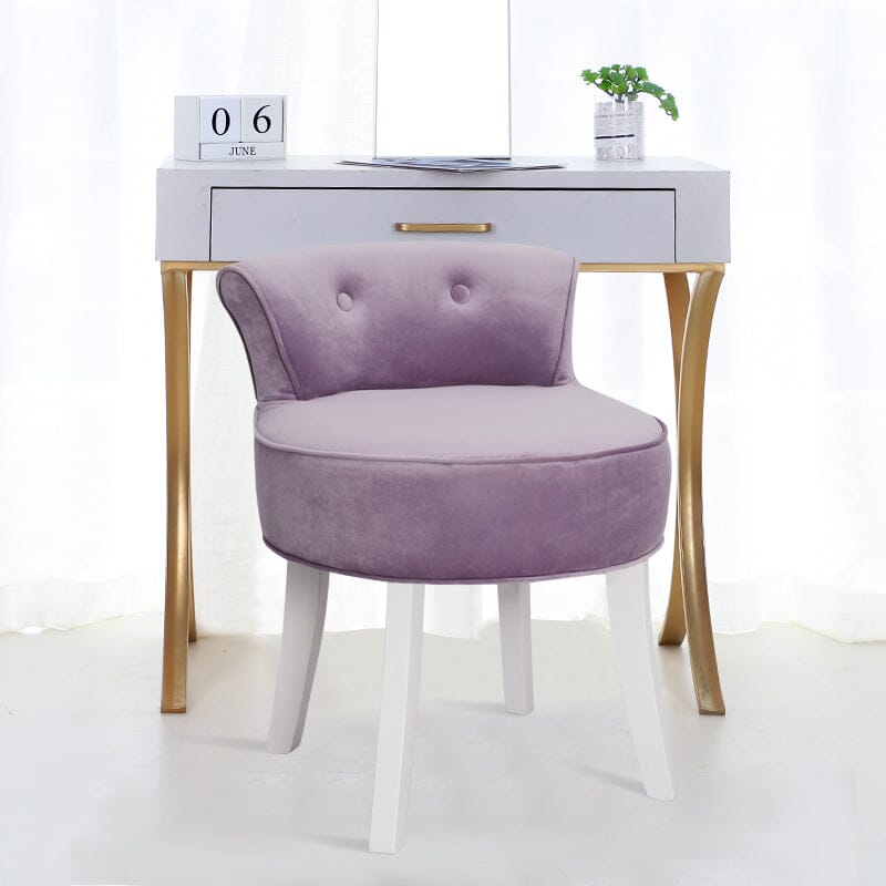 Velvet Upholstered Vanity Stool with Button-Tufted Backrest Living and Home 