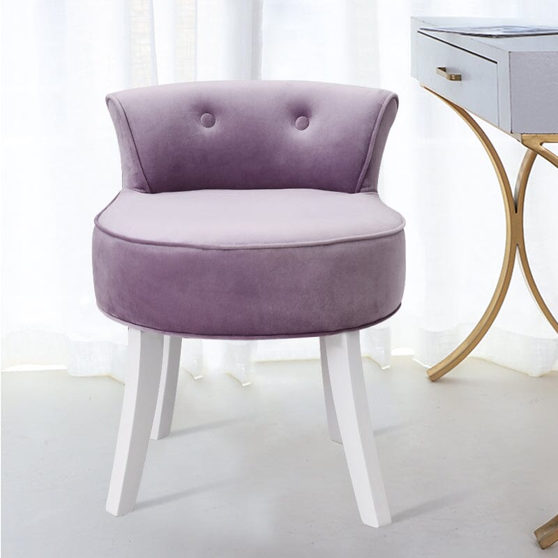 Velvet Upholstered Vanity Stool with Button-Tufted Backrest Living and Home 