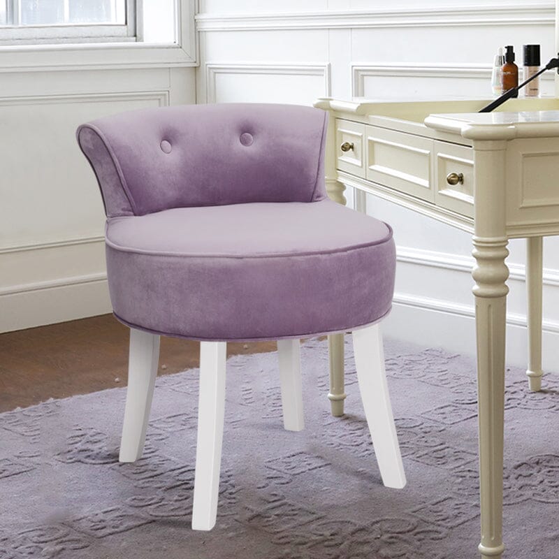 Velvet Upholstered Vanity Stool with Button-Tufted Backrest Living and Home 