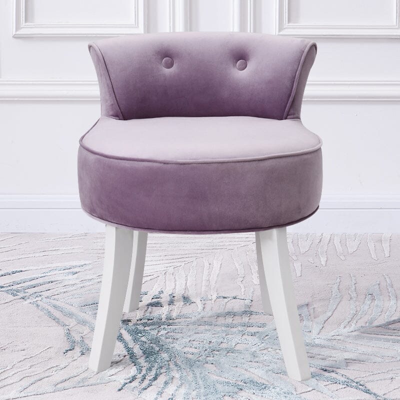 Velvet Upholstered Vanity Stool with Button-Tufted Backrest Living and Home 