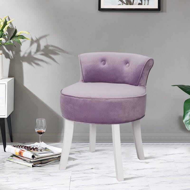 Velvet Upholstered Vanity Stool with Button-Tufted Backrest Living and Home 