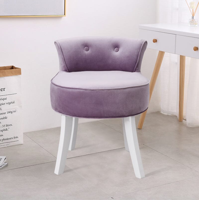 Velvet Upholstered Vanity Stool with Button-Tufted Backrest Living and Home 