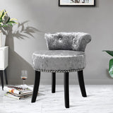 Velvet Upholstery Round Accent Chair Dressing Stool Dressing Table Stools Living and Home Silver Grey 