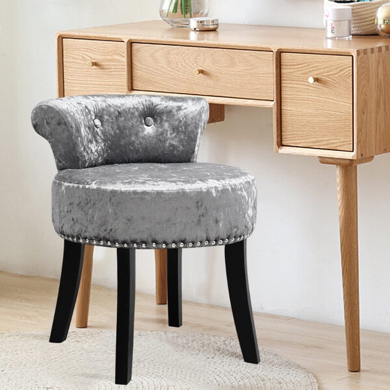 Velvet Upholstery Round Accent Chair Dressing Stool Living and Home Velvet Upholstery Round Accent Chair Dressing Stool Living and Home